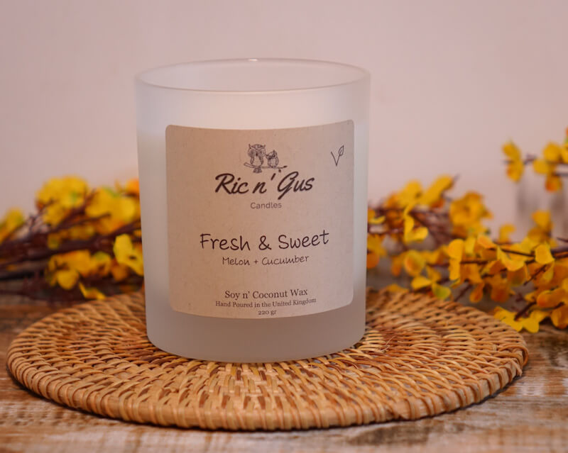 Fresh And Sweet Candle (Melon + Cucumber) Soy & Coconut Wax Ric n'Gus Candles
