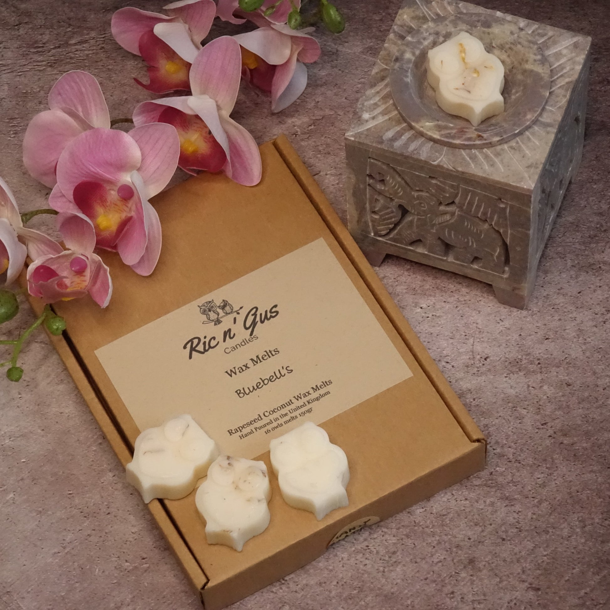 natural highly scented wax melts ric n'gus candles bluebell