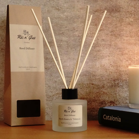 highly scented dark honey and tobacco reed diffuser ric n'gus candles