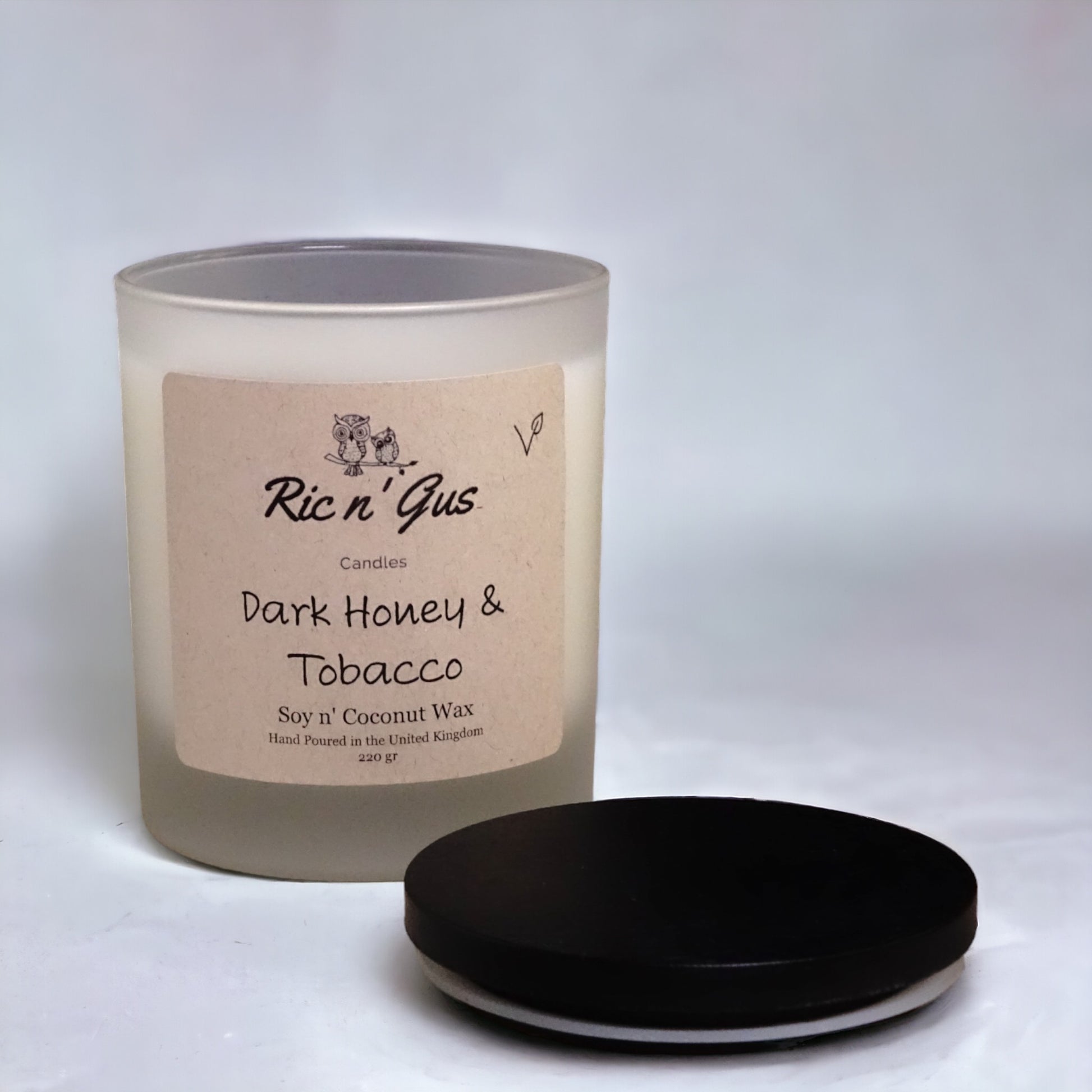 luxury Dark Honey & Tobacco Scented Candle - Soy & Coconut Wax ric n'gus candles