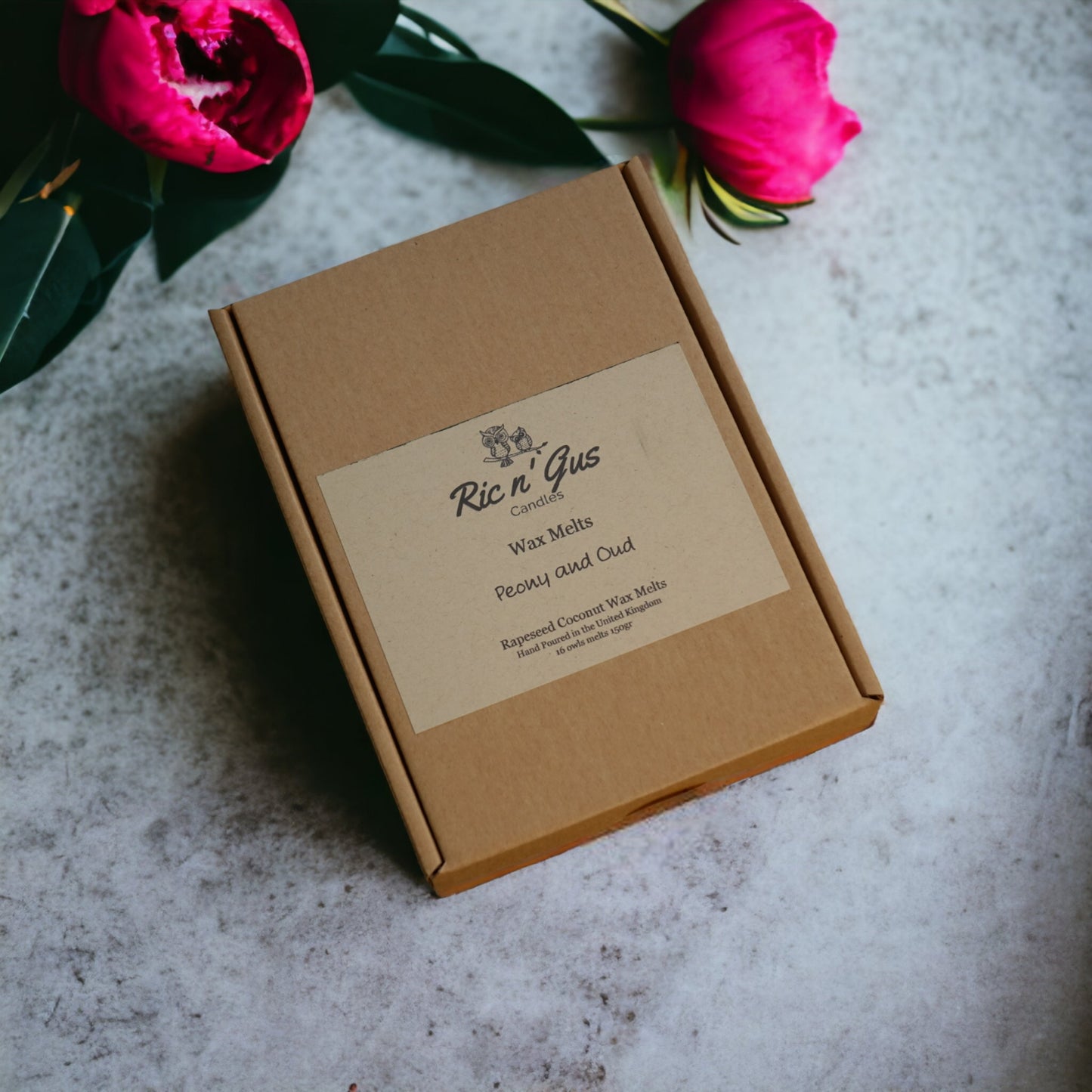 natural highly scented wax melts ric n'gus candles peony and oud 3