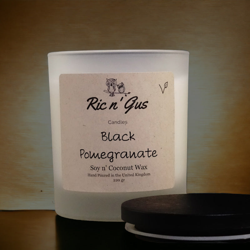Black Pomegranate Scented Candle - Soy & Coconut Wax ric n'gus candles