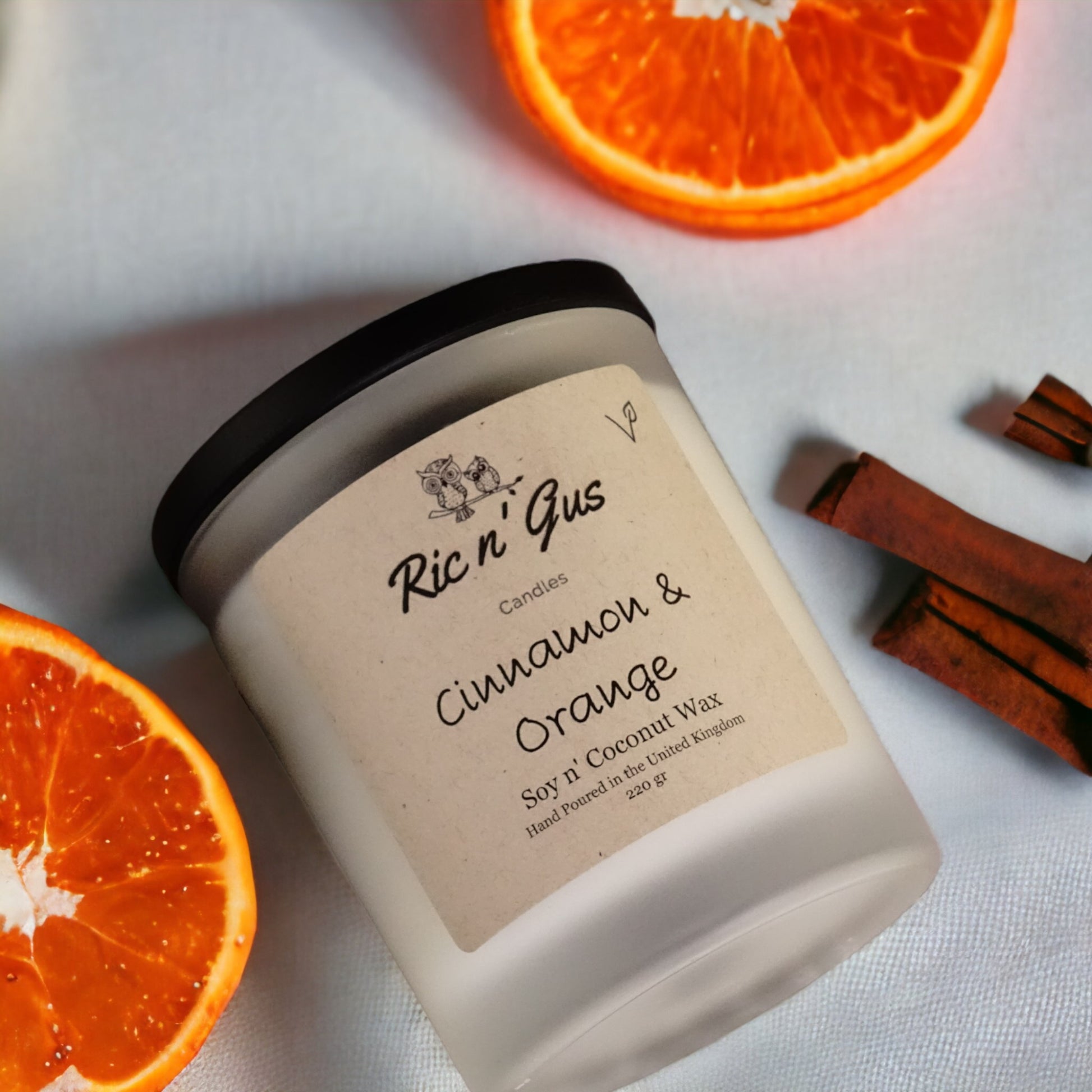 Cinnamon and Orange Soy Wax Candle, Long Lasting