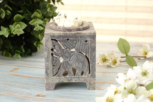 Carved Elephant Soapstone oil/wax Burner Ric n'Gus Candles