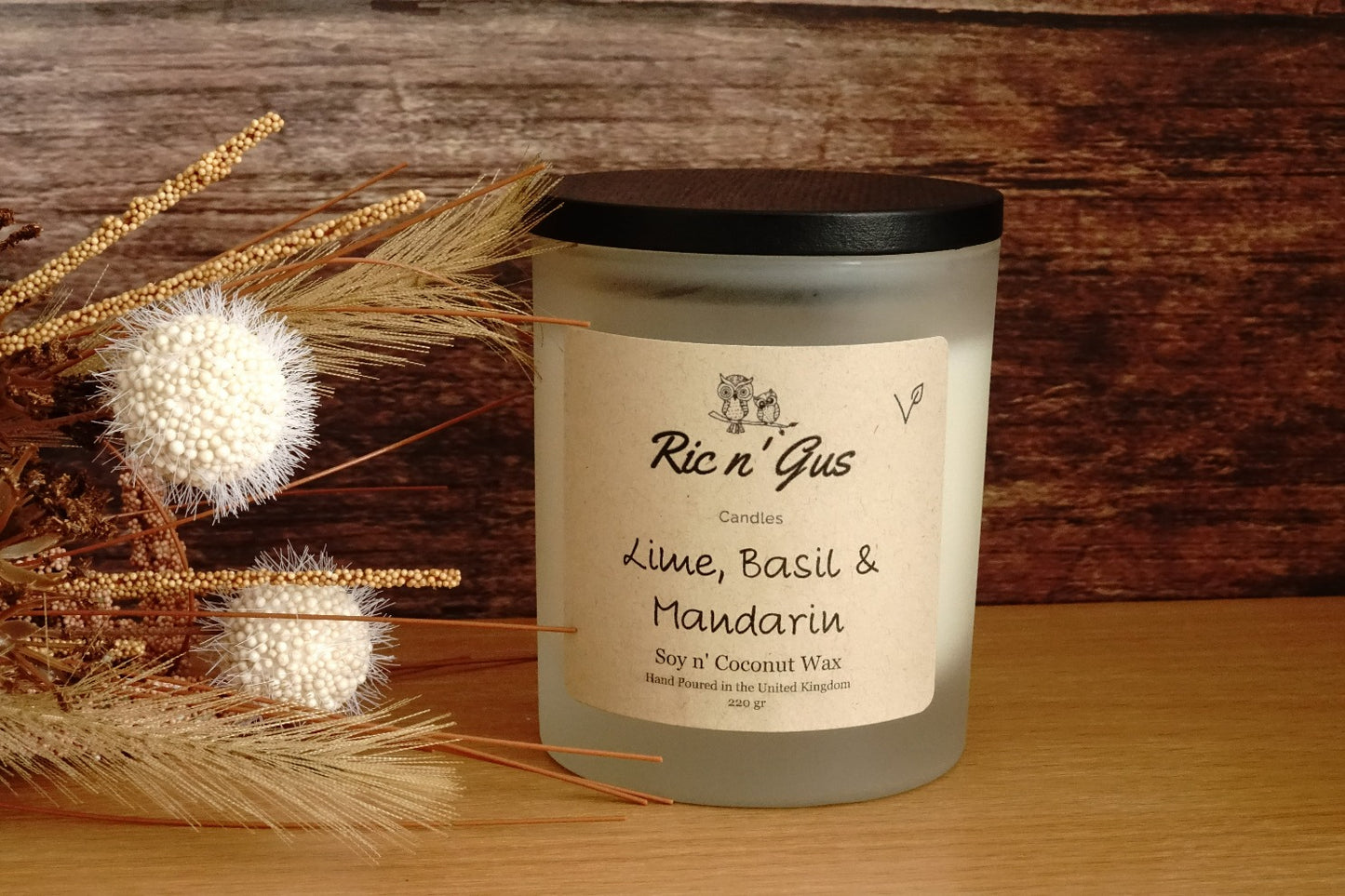 Lime Basil & Mandarin Candle - Soy & Coconut Wax Ric n'Gus Candles