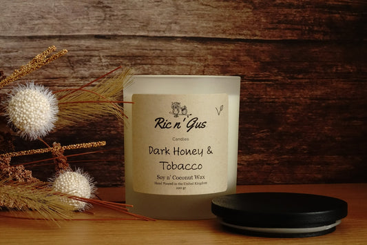Dark Honey & Tobacco Scented Candle - Soy & Coconut Wax Ric n'Gus Candles