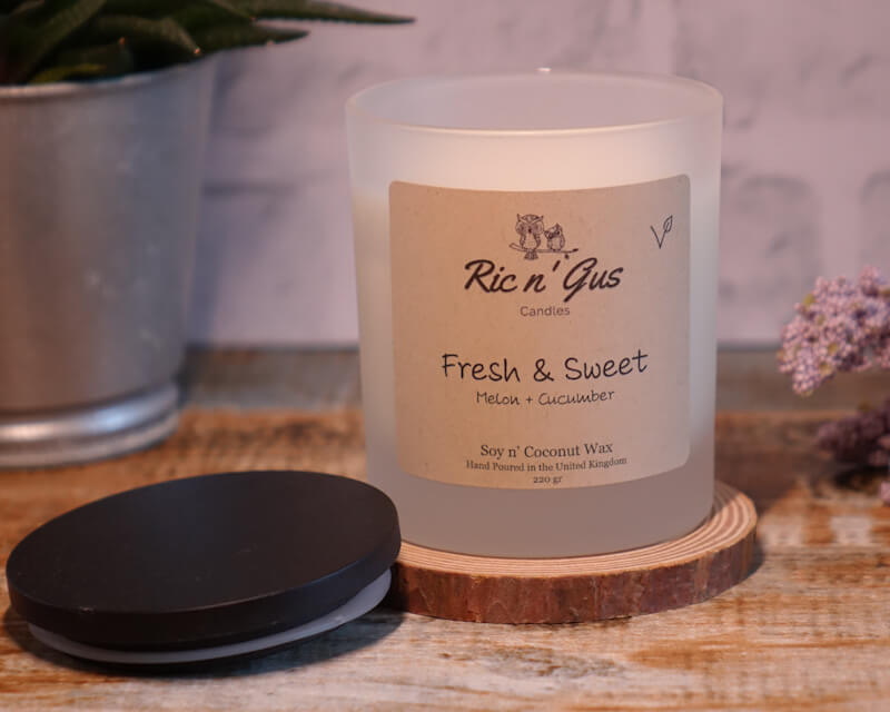 Fresh And Sweet Candle (Melon + Cucumber) Soy & Coconut Wax Ric n'Gus Candles