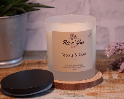 Peony And Oud Scented Candle Soy & Coconut Wax Ric n'Gus Candles
