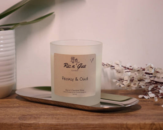Peony And Oud Scented Candle Soy & Coconut Wax Ric n'Gus Candles